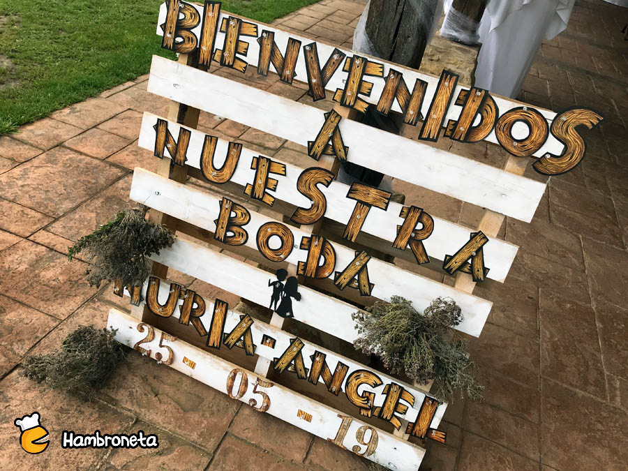 Boda Hambroneta Nuria y Angel Pagaigoikoa cartel bienvenida