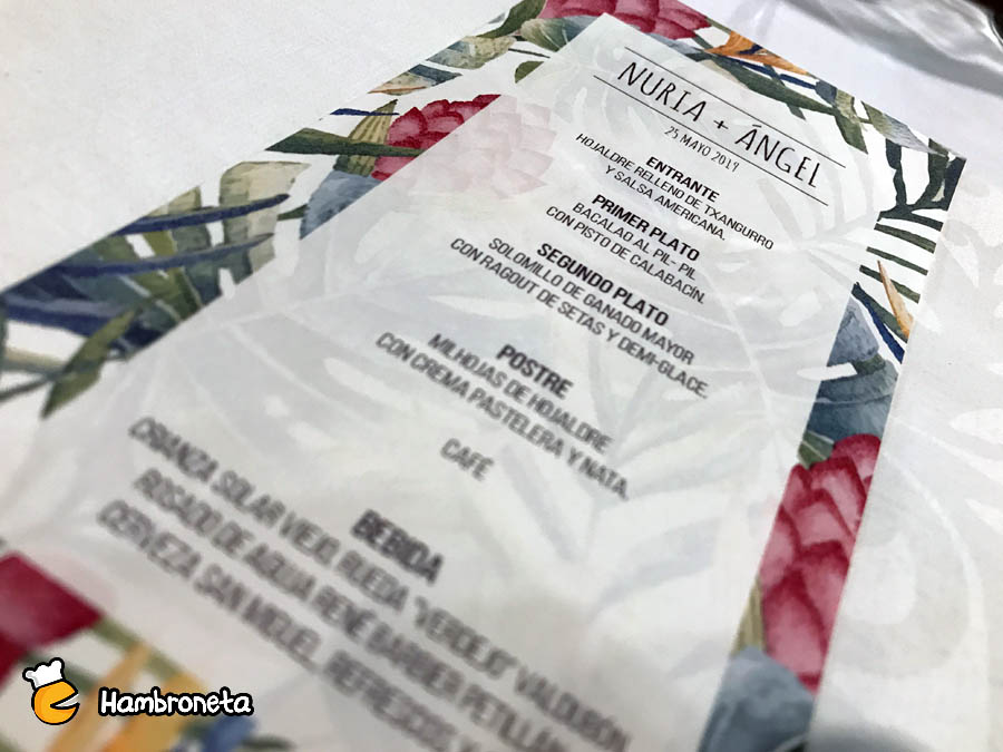 Boda Hambroneta Nuria y Angel Pagaigoikoa minuta