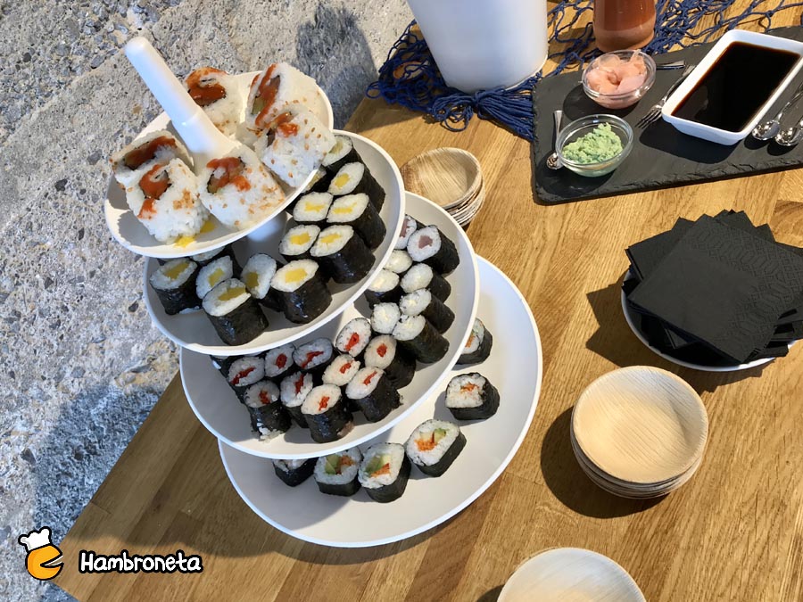 Boda catering Hambroneta Ale y Alatz Silo Bilbao sushi mesa preparada