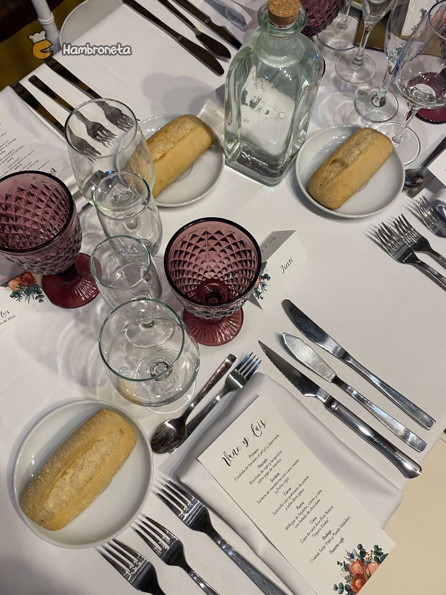 Hambroneta Boda organizacion catering Vane Luis detalles mesa comedor