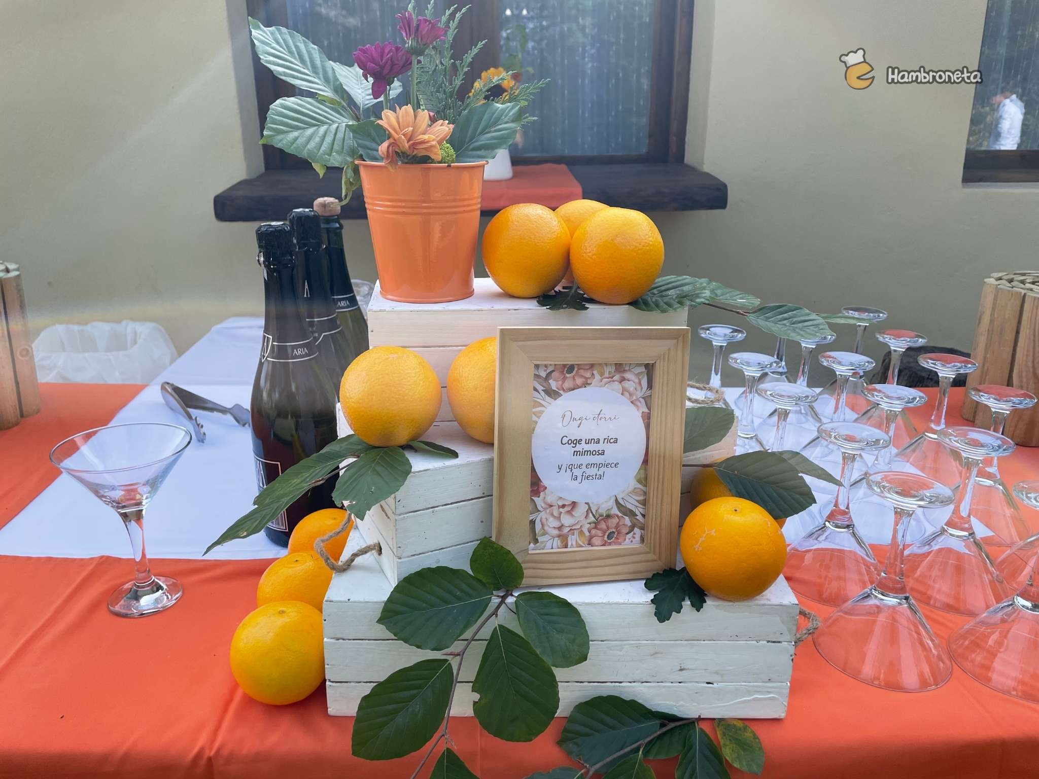 Hambroneta Catering Fiesta Amaia Gorka detalle mimosas